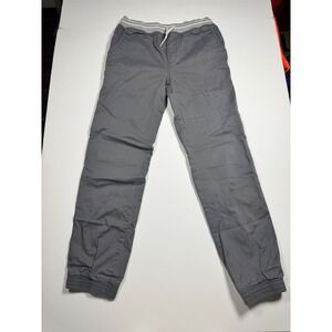 Cat & Jack Jogger Pants Boys 16 Gray Woven Elastic Drawstring Waist Tapered Leg